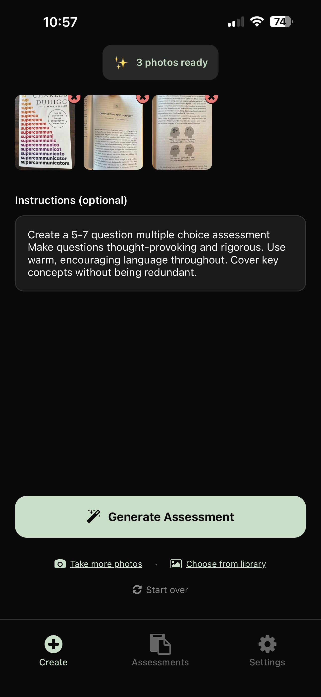 Customize your assessment
